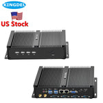 US Stock Mini PC, Fanless Industrial PC, i5 Dual Core CPU, 8GB RAM, 128GB SSD, 2xNICs, 4xCOM RS232, HD+VGA, Full Metal Case
