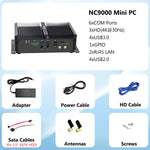 KINGDEL Fanless Mini PC Core i7 10th Generation 16GB DDR4 RAM 1TB NVMe SSD 3xHD 4K 4096x2304, 2xRJ45 Giga LAN 6xCOM
