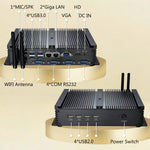 Fanless Industrial Mini PC Core i5 Dual Core 4GB RAM 512GB SSD 2xNIC 4xCOM RS232 HD/VGA Silent Metal Case Industrial Computer