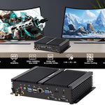 US Stock Mini PC, Core i7 12th CPU, 32GB DDR4+1TB NVMe, 4K Dual Display, Industrial Fanless PC with 2xRS232, WF6E+BT5.3