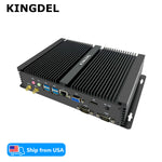 KINGDEL Fanless Industrial PC, i7 8th Gen, 8GB/512GB NVMe, Dual 4K Output, 2xRS232 Com Ports, Fanless Cooling