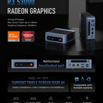 BOSGAME E5 Multi-Functional Mini PC Ryzen 3 5300U 4-core 8-Thread Dual LAN Desktop 16GB DDR4 1TB PCIe 3.0x4 SSD Triple Displays