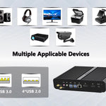 US Stock Mini Desktop Computer, i7 10th(4.9GHz Max.), 32GB DDR4 + 512GB NVMe SSD, 4K HD+DP, Fanless Business Mini PC