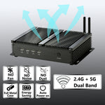 Fanless Industrial Mini PC Core i5 Dual Core 4GB RAM 512GB SSD 2xNIC 4xCOM RS232 HD/VGA Silent Metal Case Industrial Computer