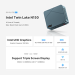BOSGAME N150 Mini PC E3 Twin Lake 16GB DDR4 RAM 512 SSD 11 Pro Desktop 4K Dual DDP to US