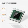 BOSGAME E4 Mini PC AMD Ryzen 5 3550H 16GB DDR4 512GB PCIe SSD 8-Core Radeon Graphics Dual RJ45 4K Triple Display USB-C USB 3.2