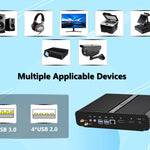 KINGDEL Fanless Mini PC Core i7-8550U Quad-Core DDR4 RAM NVMe SSD Desktop Computer 4K HD DP Gigabit LAN USB US Warehouse