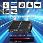 US Stock Industrial PC i7 8th Gen 16GB DDR4+1TB NVMe SSD Dual Display 2xCOM RS232 LAN Fanless Silent Mini Computer