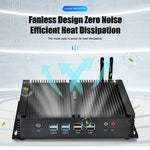 KINGDEL Industrial Mini PC i7 8GB+128GB SSD 6COM RS232 Dual LAN 2HD 4USB3.0 4*USB2.0 Portable Fanless Control Host
