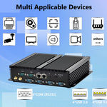 US Stock Silent Mini PC, Core i5 4th CPU, 8GB RAM/256GB SSD, Industrial PC with 6xCOM RS232, Dual HD Display, 2xNics