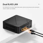 BOSGAME E4 Mini PC AMD Ryzen 5 3550H 16GB DDR4 512GB PCIe SSD 8-Core Radeon Graphics Dual RJ45 4K Triple Display USB-C USB 3.2