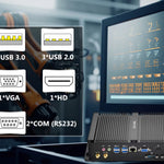 US Stock Fanless Industrial Mini PC i7-8565U/i7-8559U All Metal Silent 2*RS232 HD VGA LAN USB 32GB DDR4+ 1TB NVMe SSD